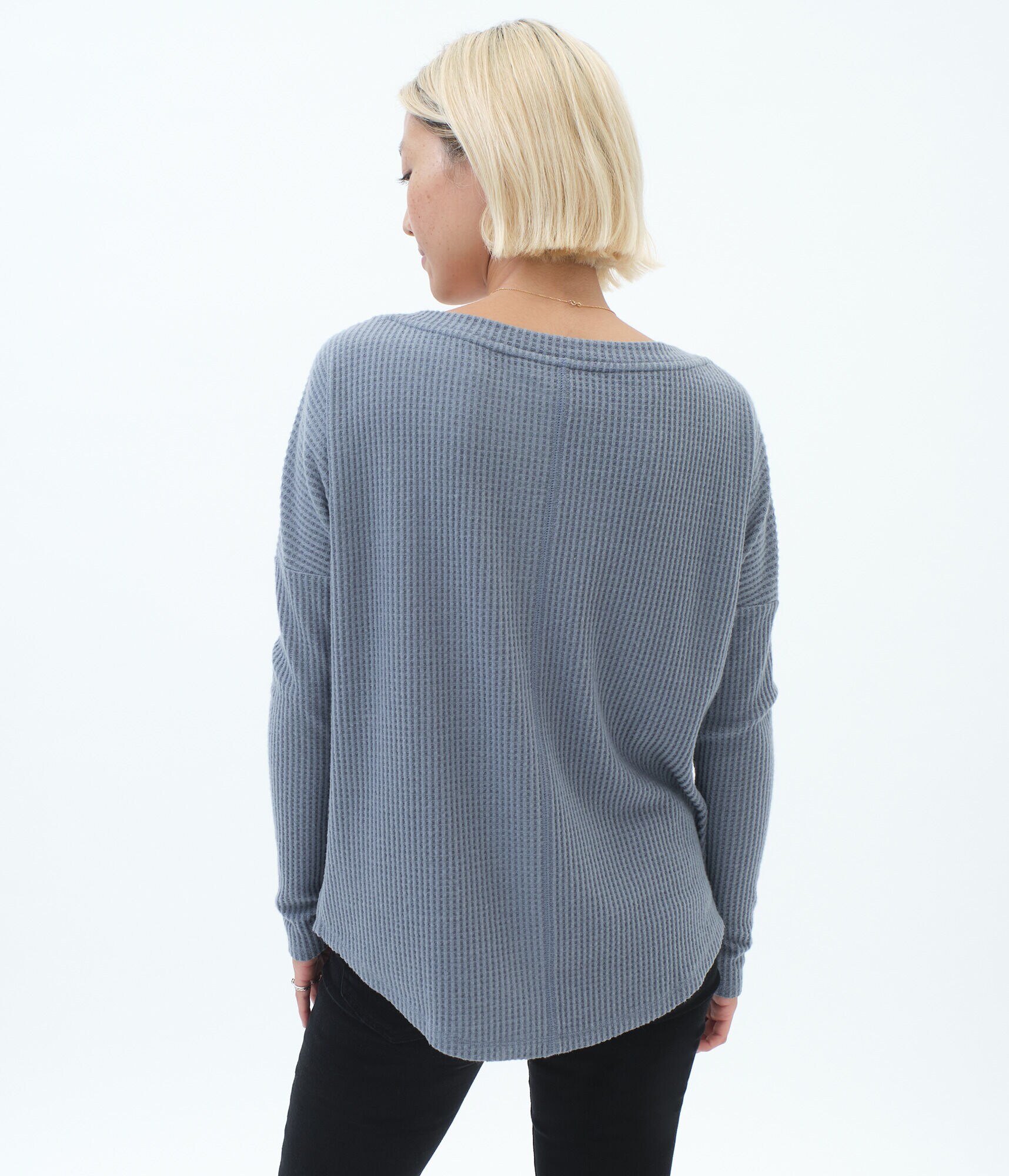 Long Sleeve Waffle-Knit Tee