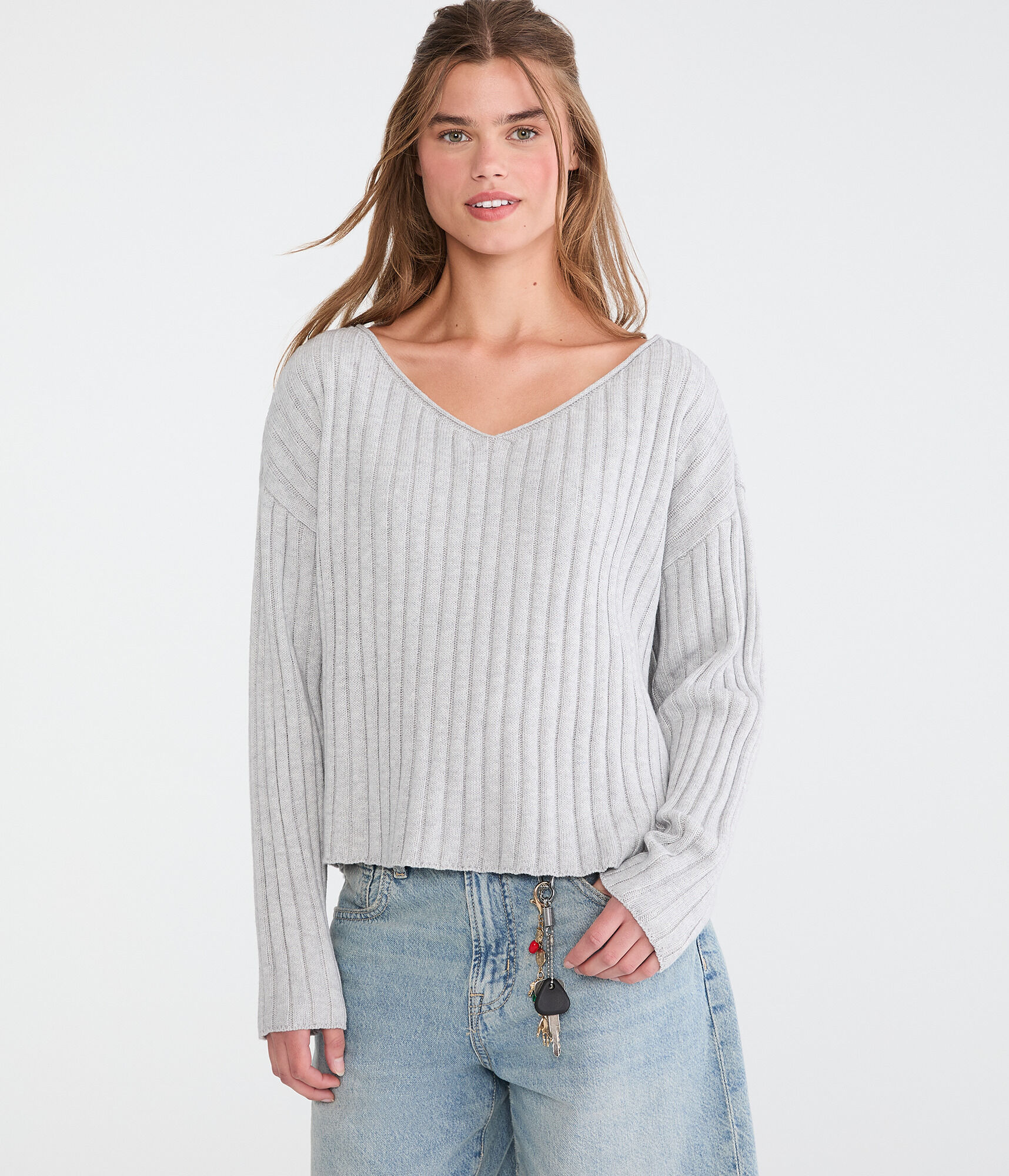 Ribbed V-Neck Sweater