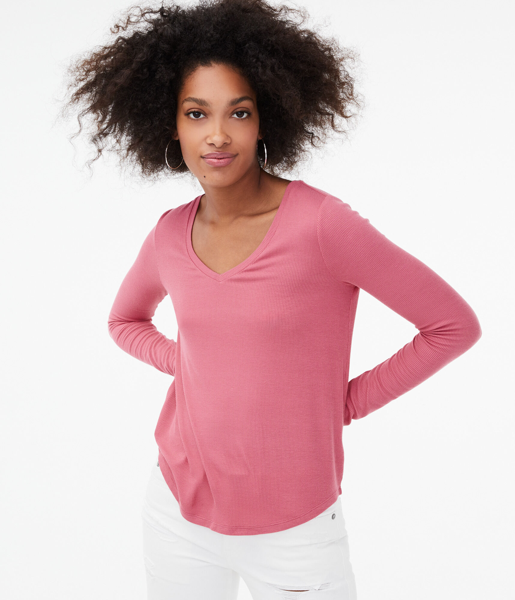 Long Sleeve Seriously Soft Ribbed V-Neck Tee