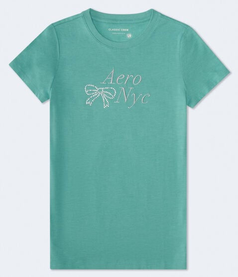 Aero Rhinestone Bow Graphic Tee Aero Rhinestone Bow Graphic Tee