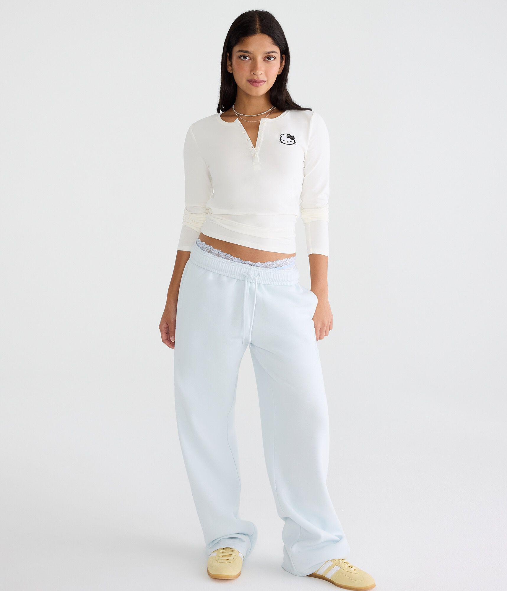 Long Sleeve Hello Kitty Wink Sleep Henley