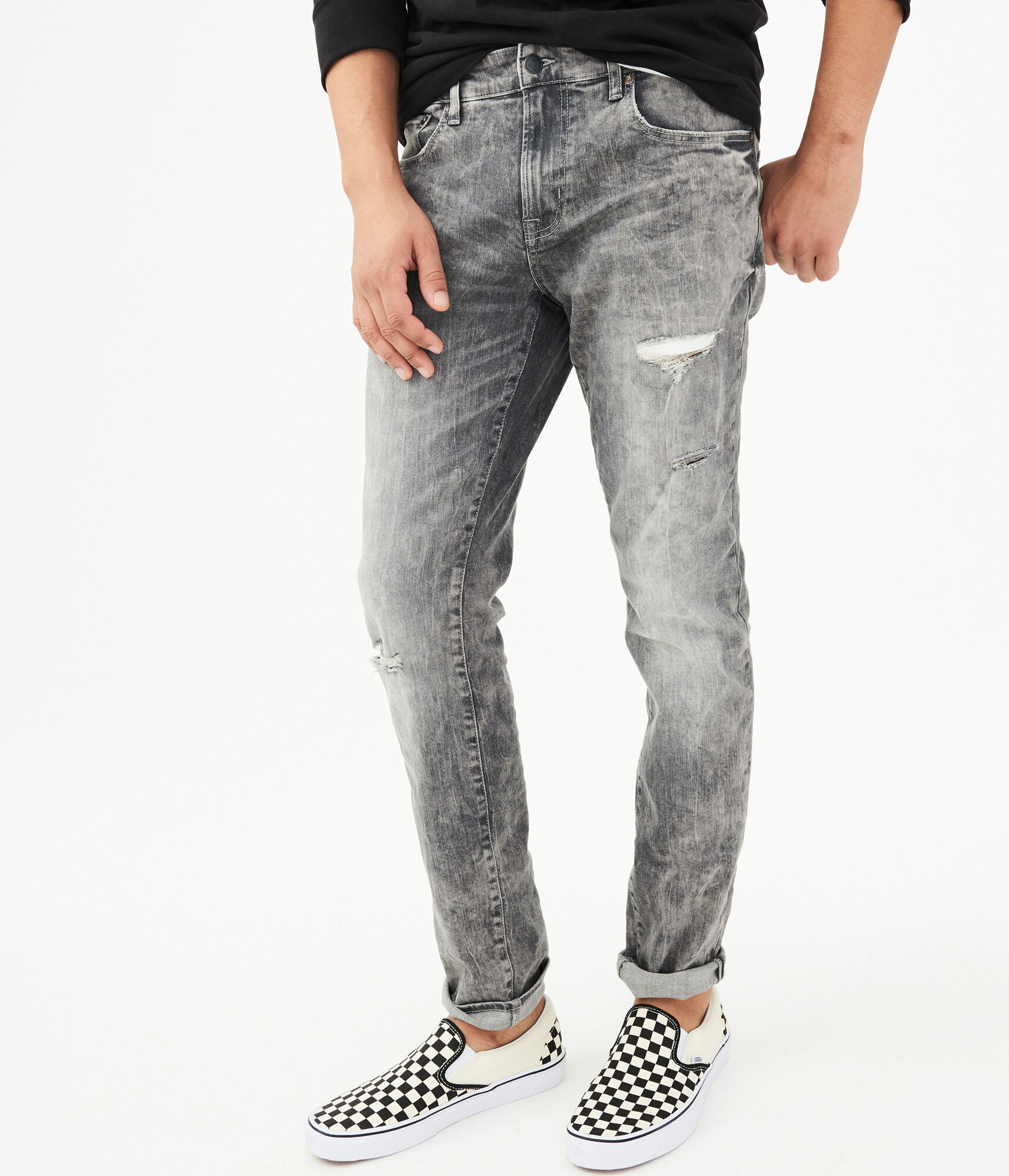 Grey wash skinny jeans clearance