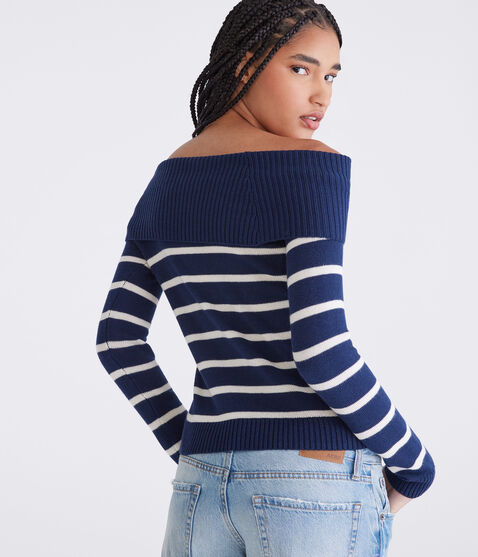 Striped Off-The-Shoulder Sweater Striped Off-The-Shoulder Sweater