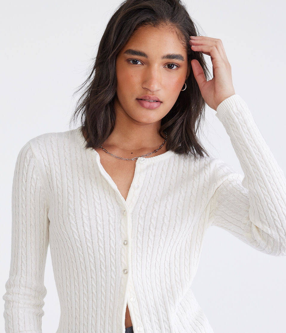 Cable Knit Crew Cardigan