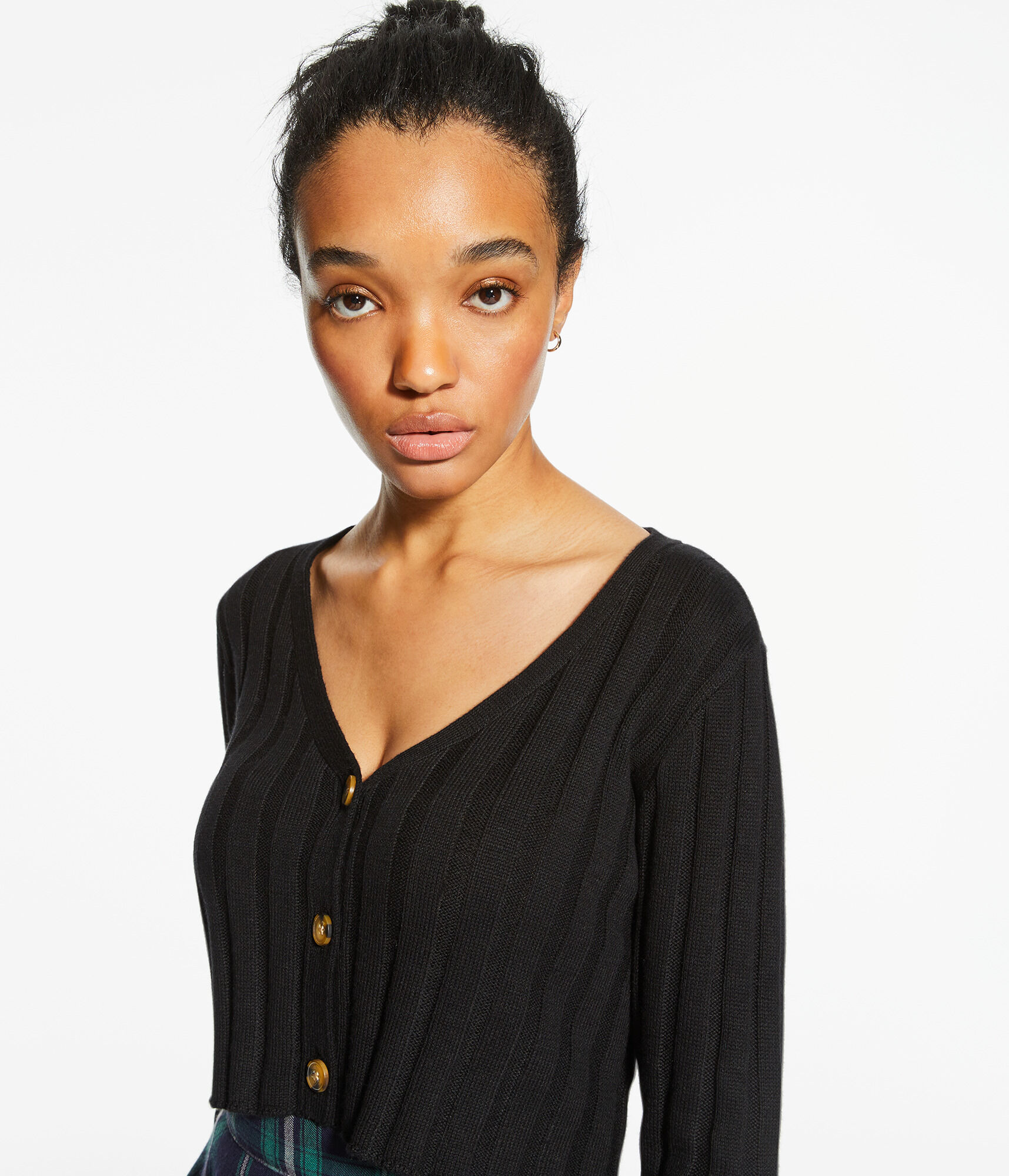 Ribbed V-Neck Cardigan