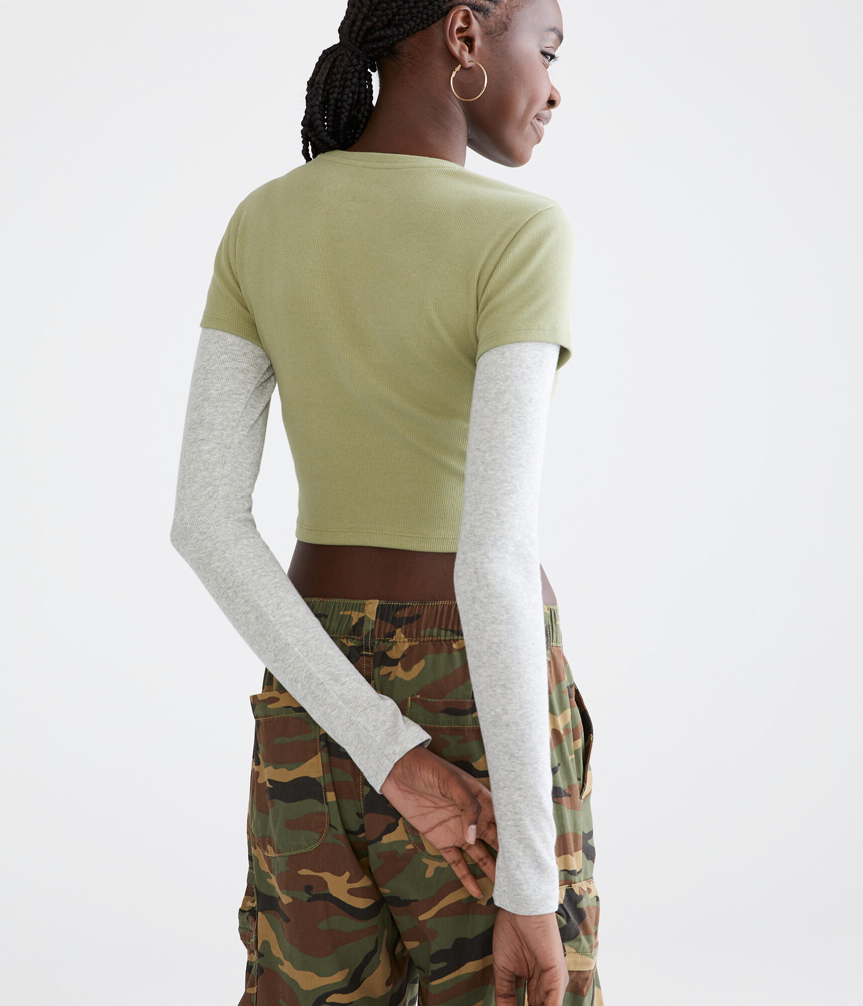 Long Sleeve Seriously Soft Austin Texas Cropped Graphic 2Fer Tee