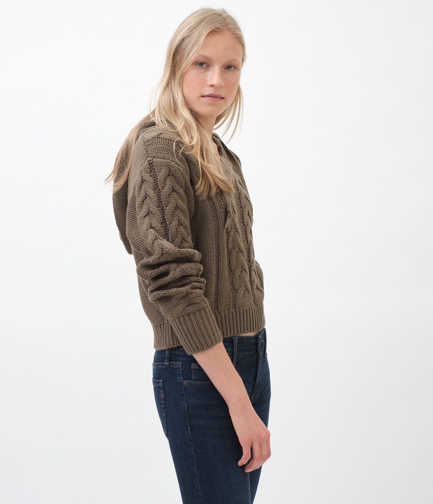 Cable Knit Hooded Sweater