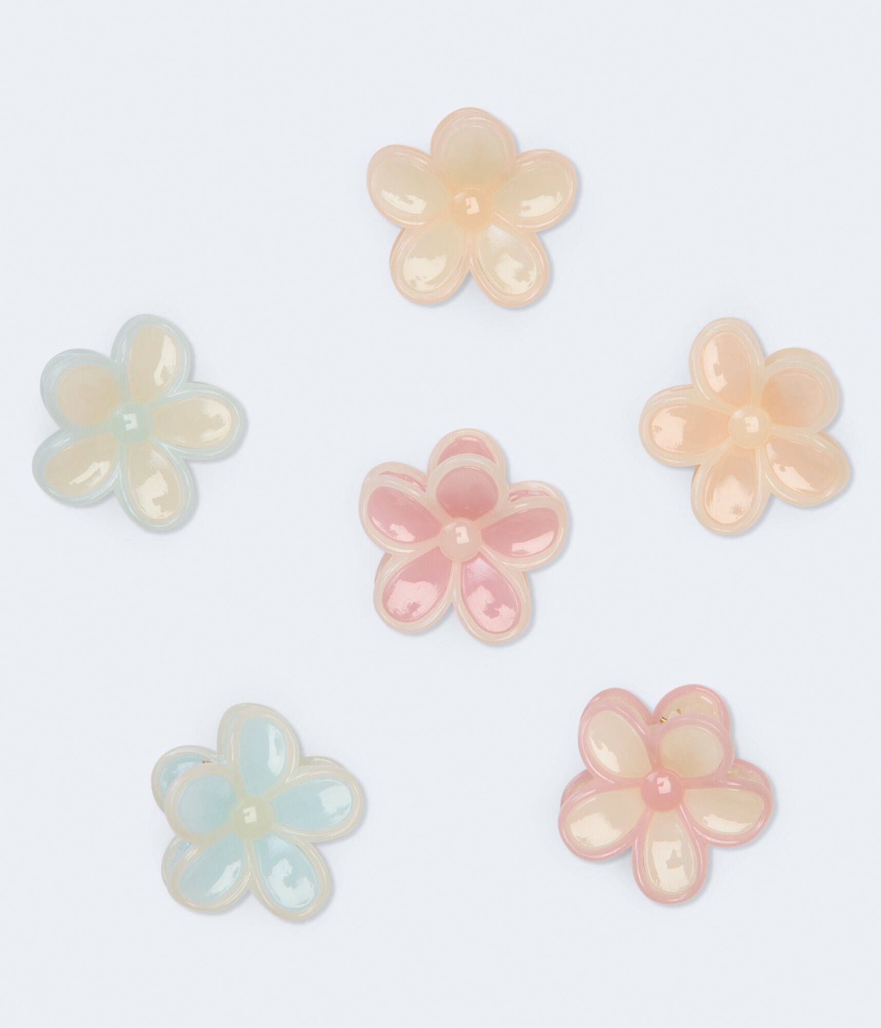 Mini Outlined Flower Claw Hair Clip 6-Pack