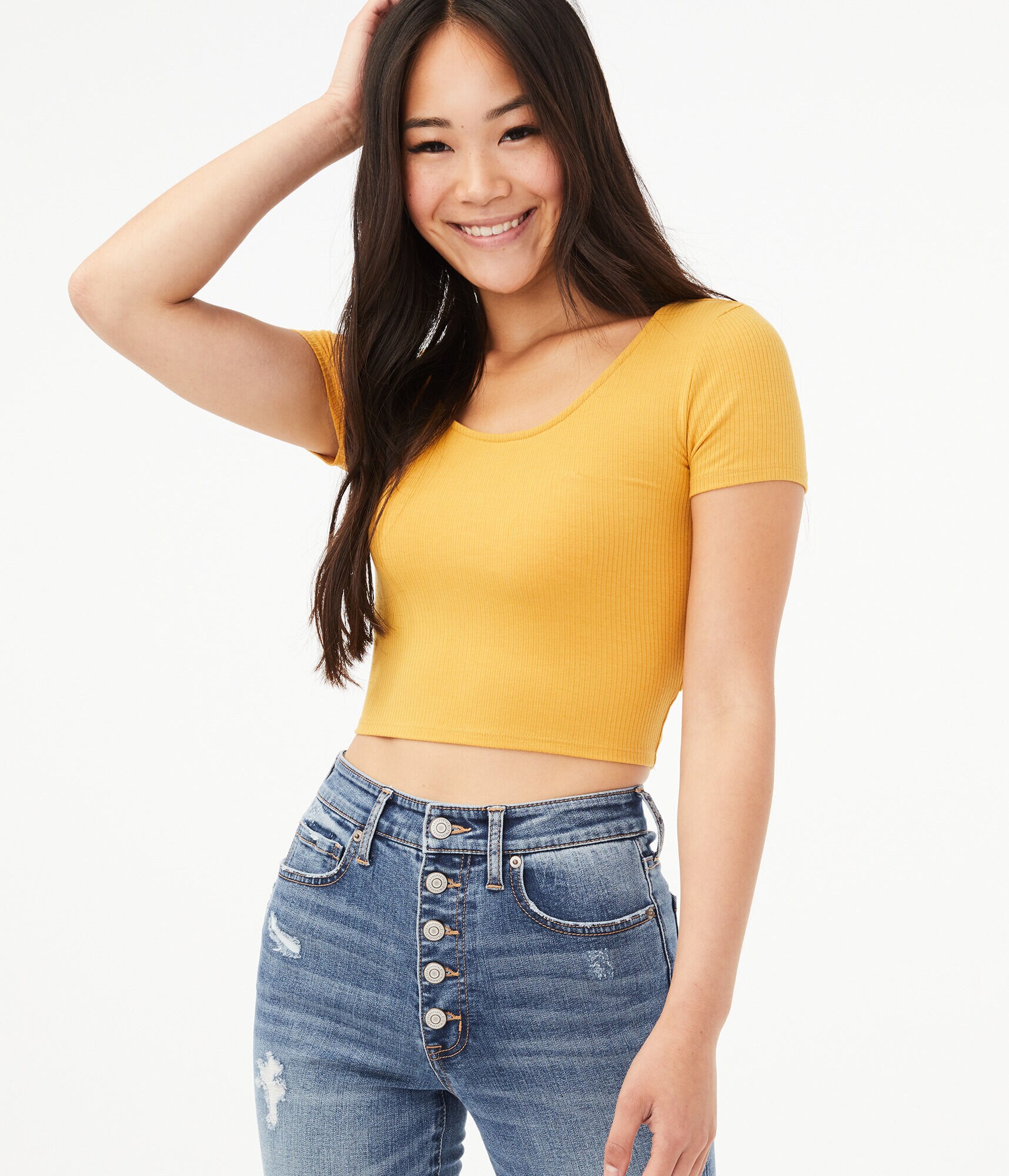 Back O-Ring Cutout Crop Top