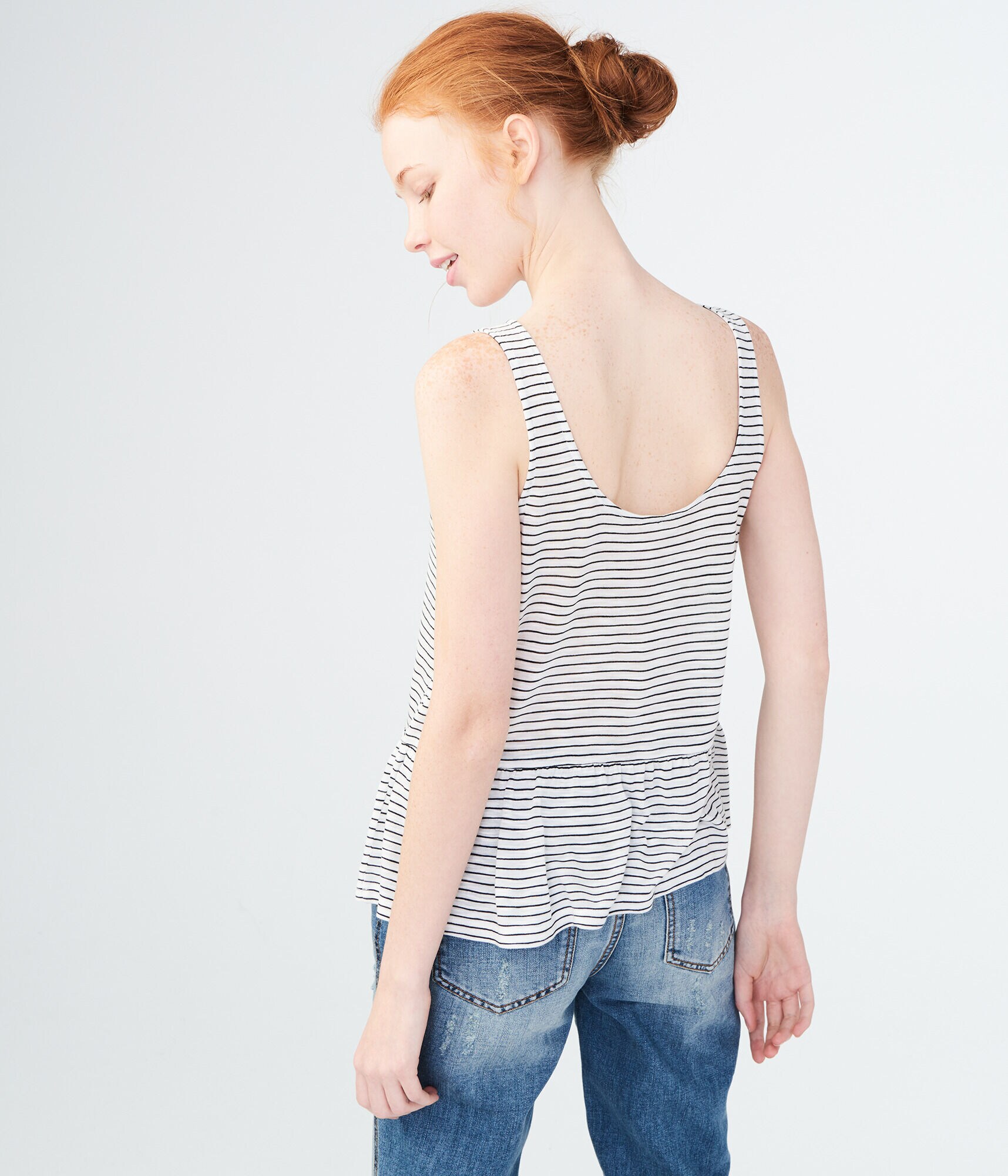 Striped Peplum Tank