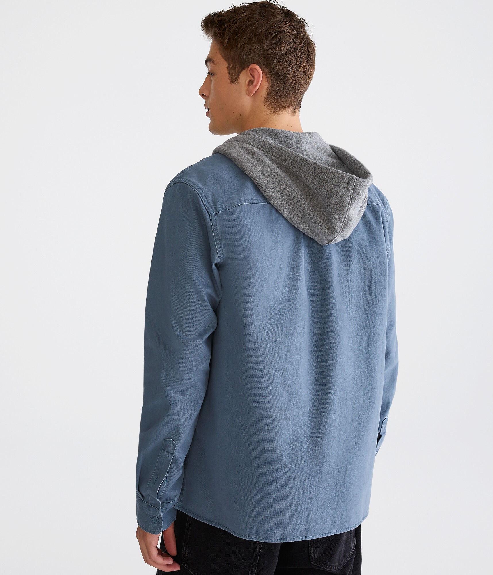 Long Sleeve Hooded Twill Shirt