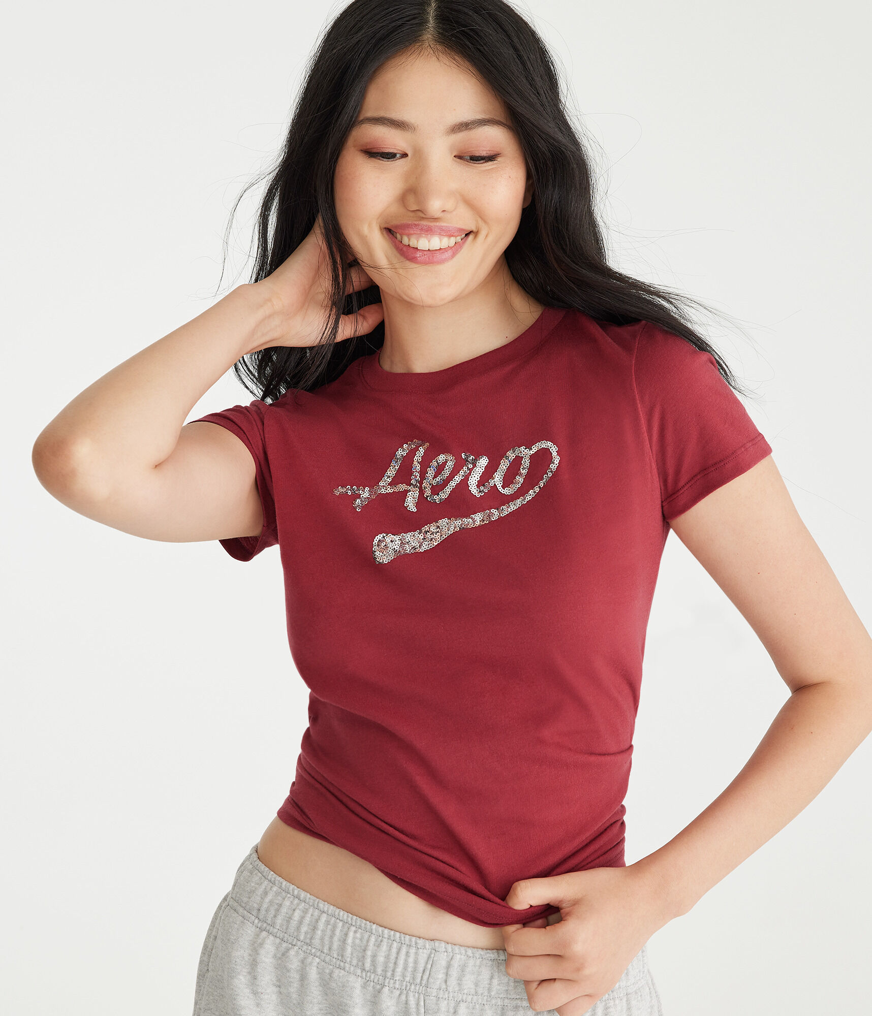 Aero Sequin Logo Graphic Tee