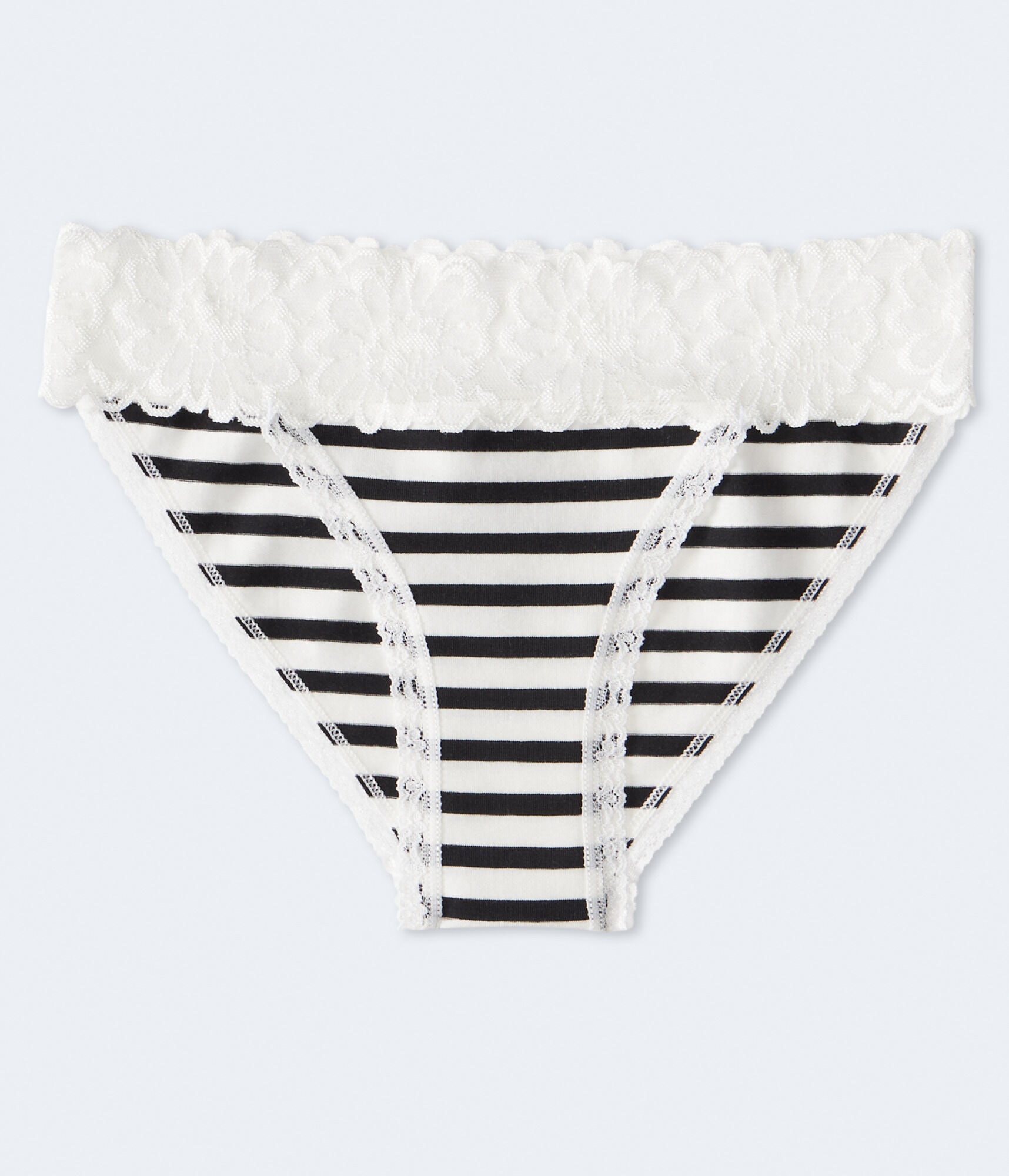 Striped Lace-Trim Bikini