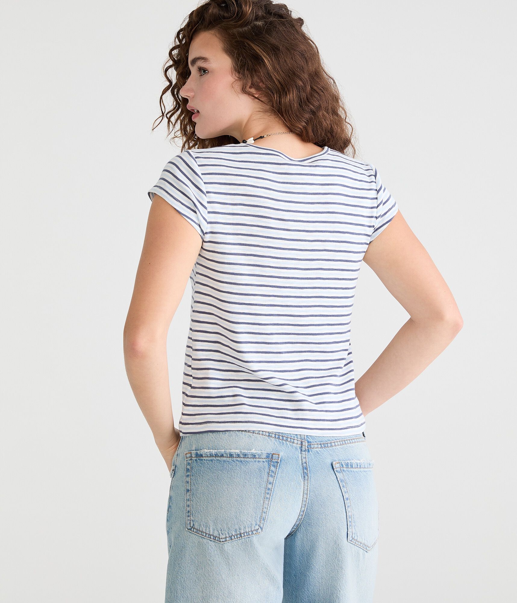 Striped Slub-Knit Crew Tee