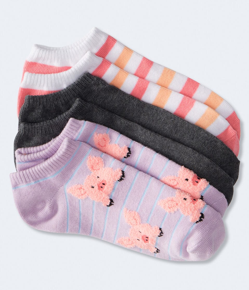 Fuzzy Piggy Ankle Sock 3-Pack