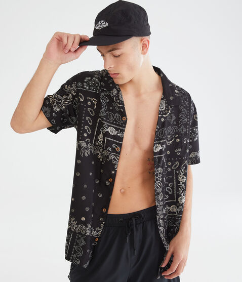 Bandana Print Button-Down Resort Shirt
