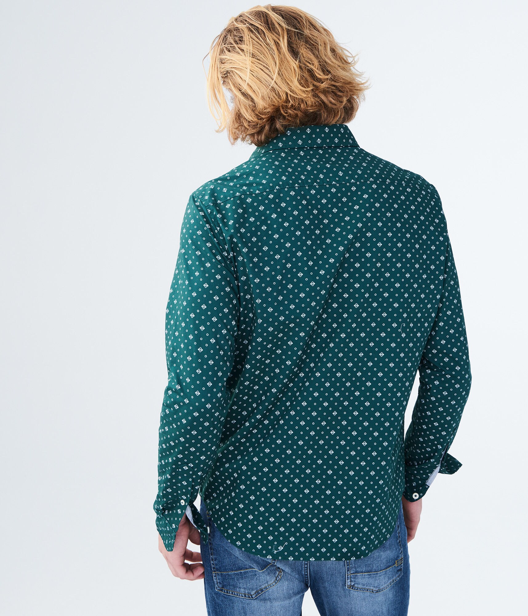 Long Sleeve Geometric Woven Shirt