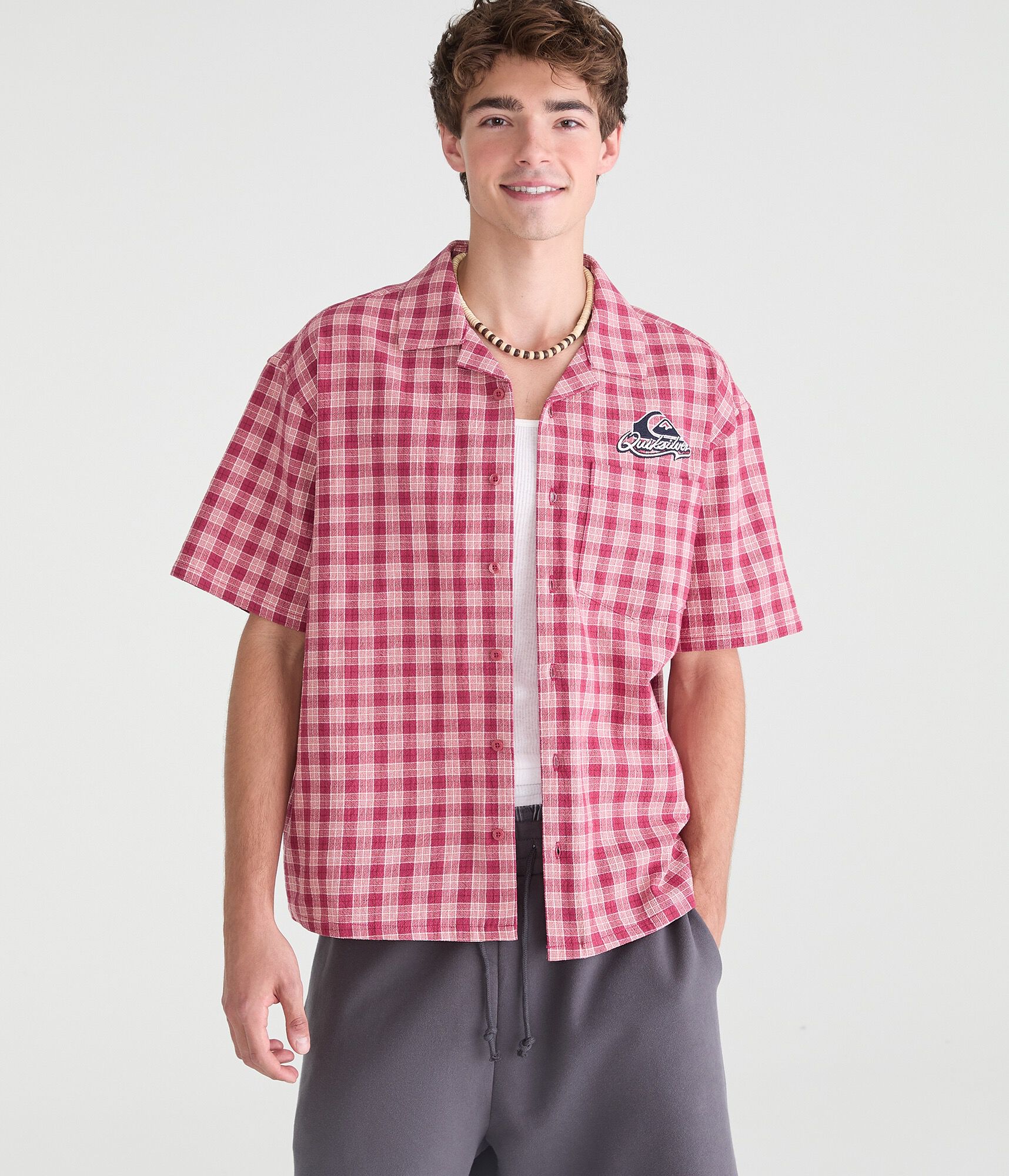 Quiksilver Logo Microplaid Camp Shirt