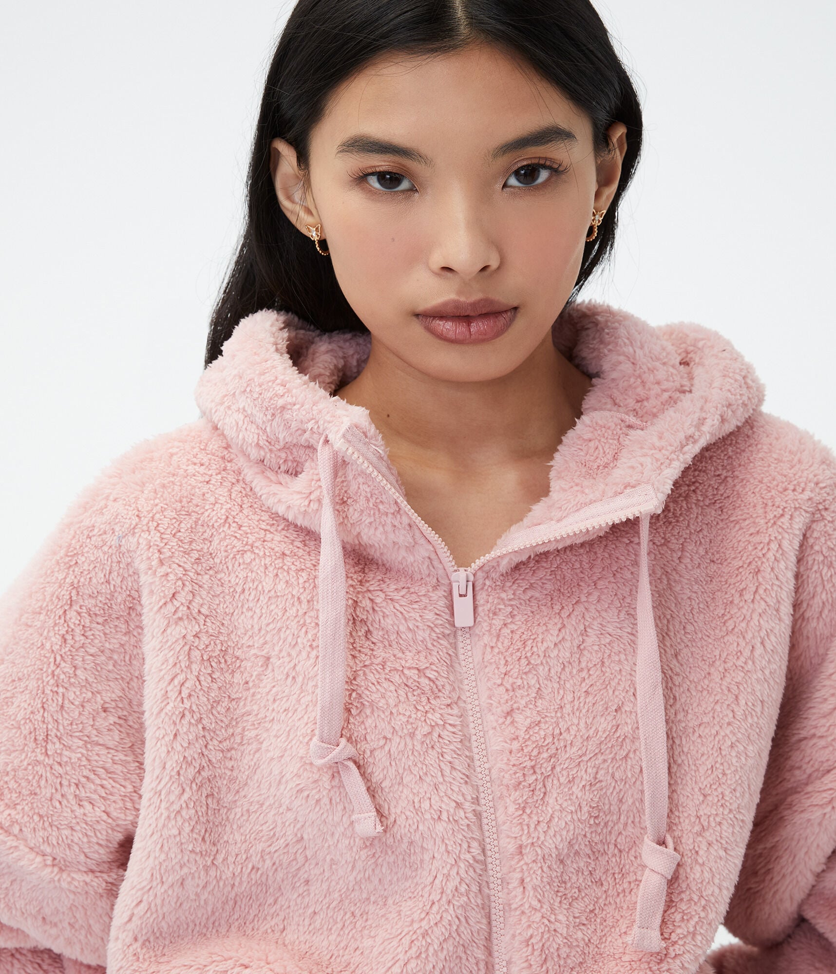 Sherpa Fleece Oversized Full-Zip Hoodie