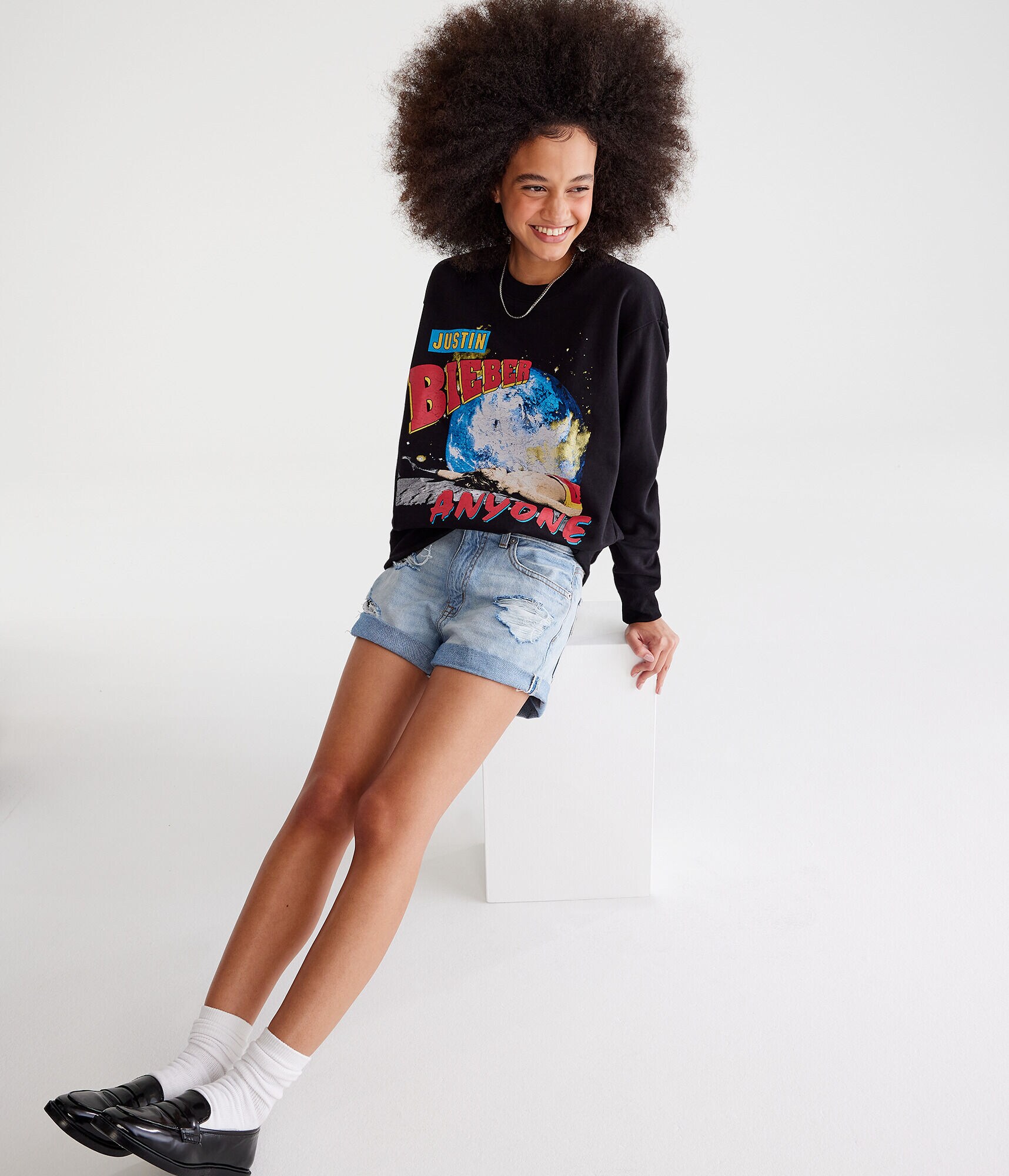 Justin Bieber Anyone Oversized Crew Sweatshirt