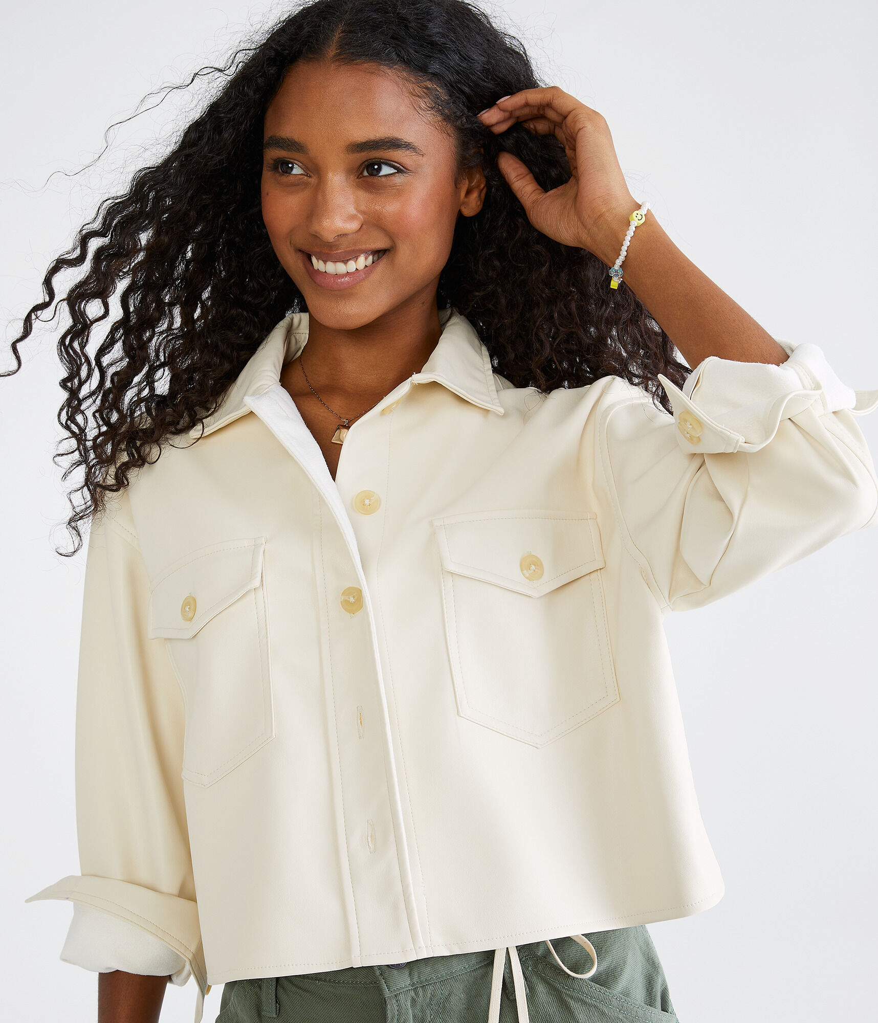 Faux Leather Shacket