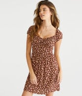 Floral Scoop-Neck Bustier Fit & Flare Dress