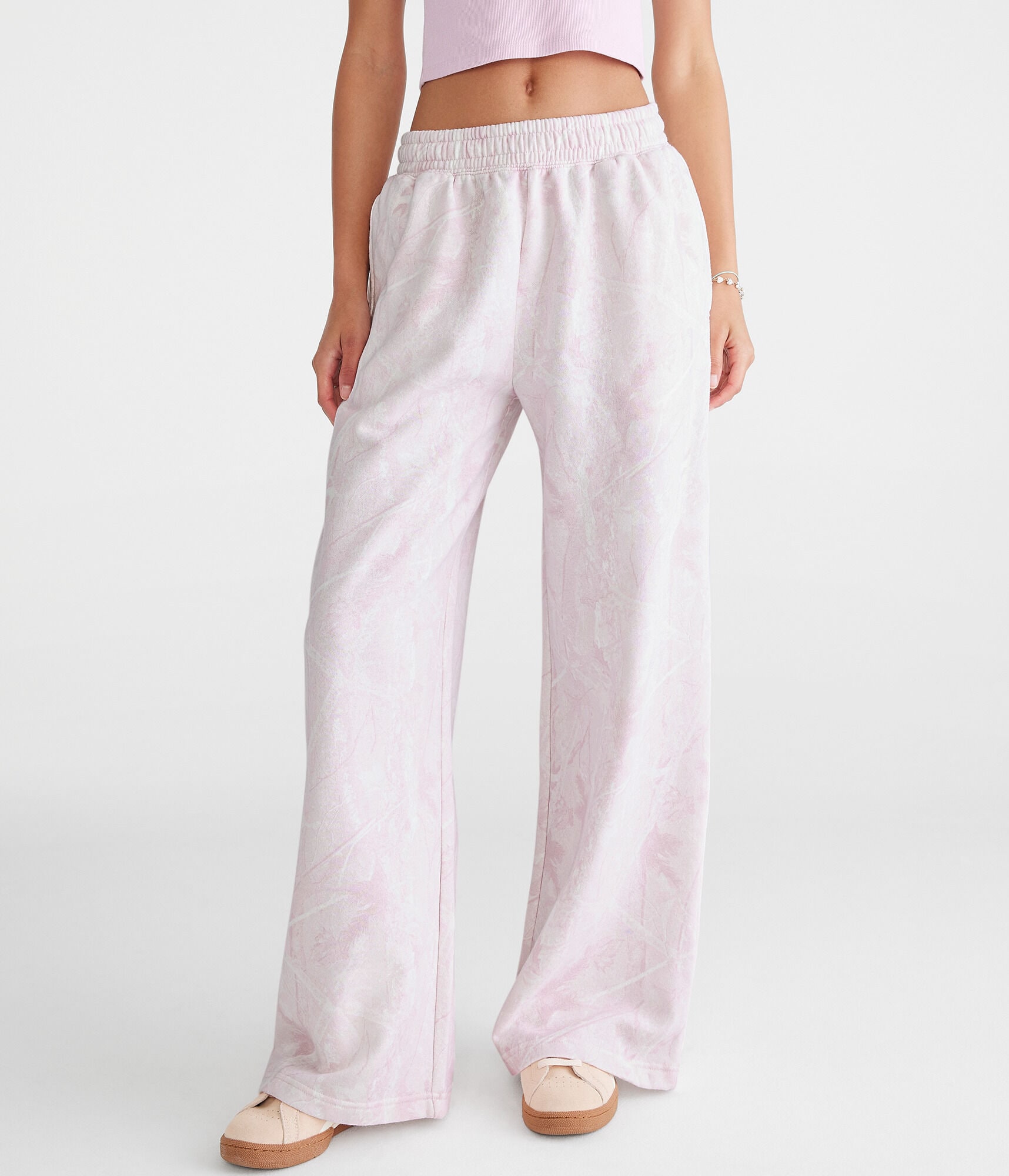 Forest Camo High-Waisted Wide Leg Sweatpants