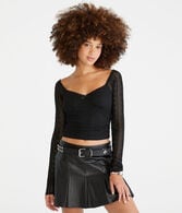 Long Sleeve Lace V-Neck Crop Top