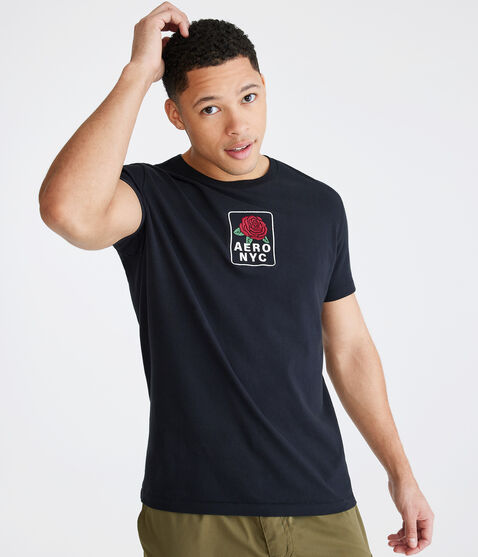 Aero NYC Rose Box Logo Graphic Tee Aero NYC Rose Box Logo Graphic Tee