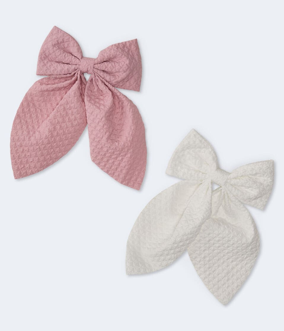 Small Textured Bow Hair Clip 2-Pack