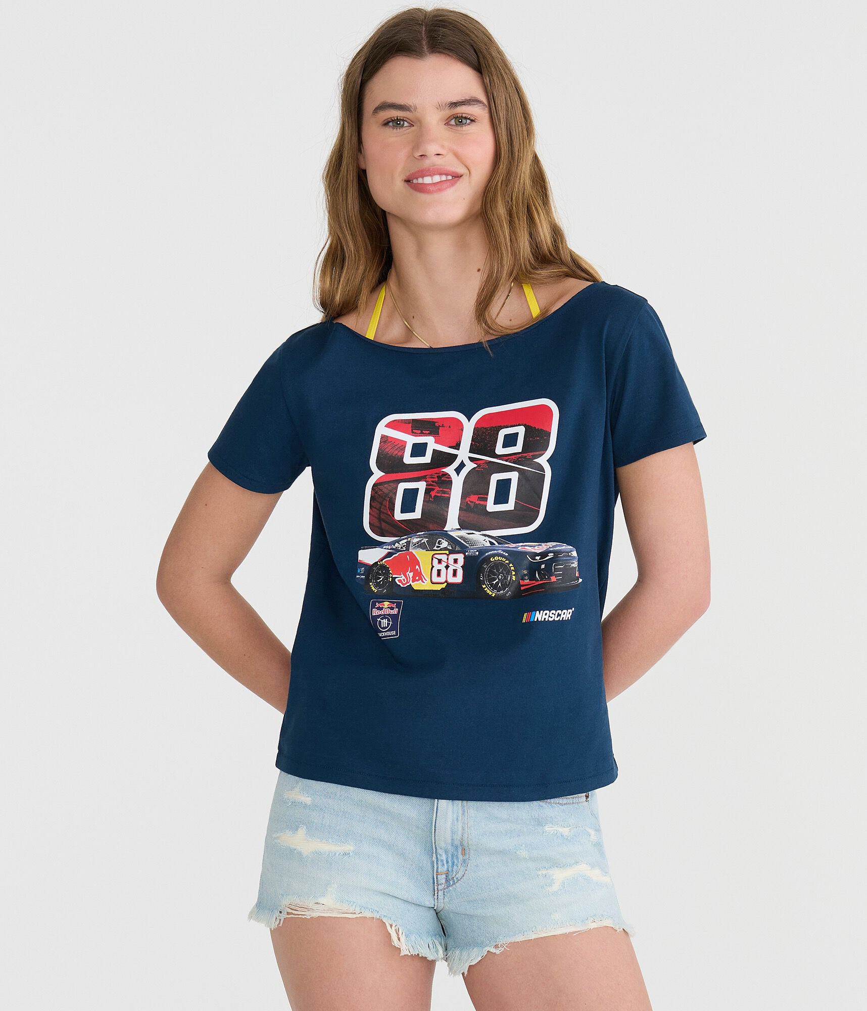 NASCAR Red Bull Trackhouse Off-The-Shoulder Graphic Tee