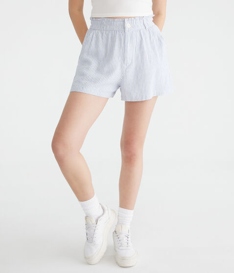 Striped High-Rise Linen Shorts Striped High-Rise Linen Shorts