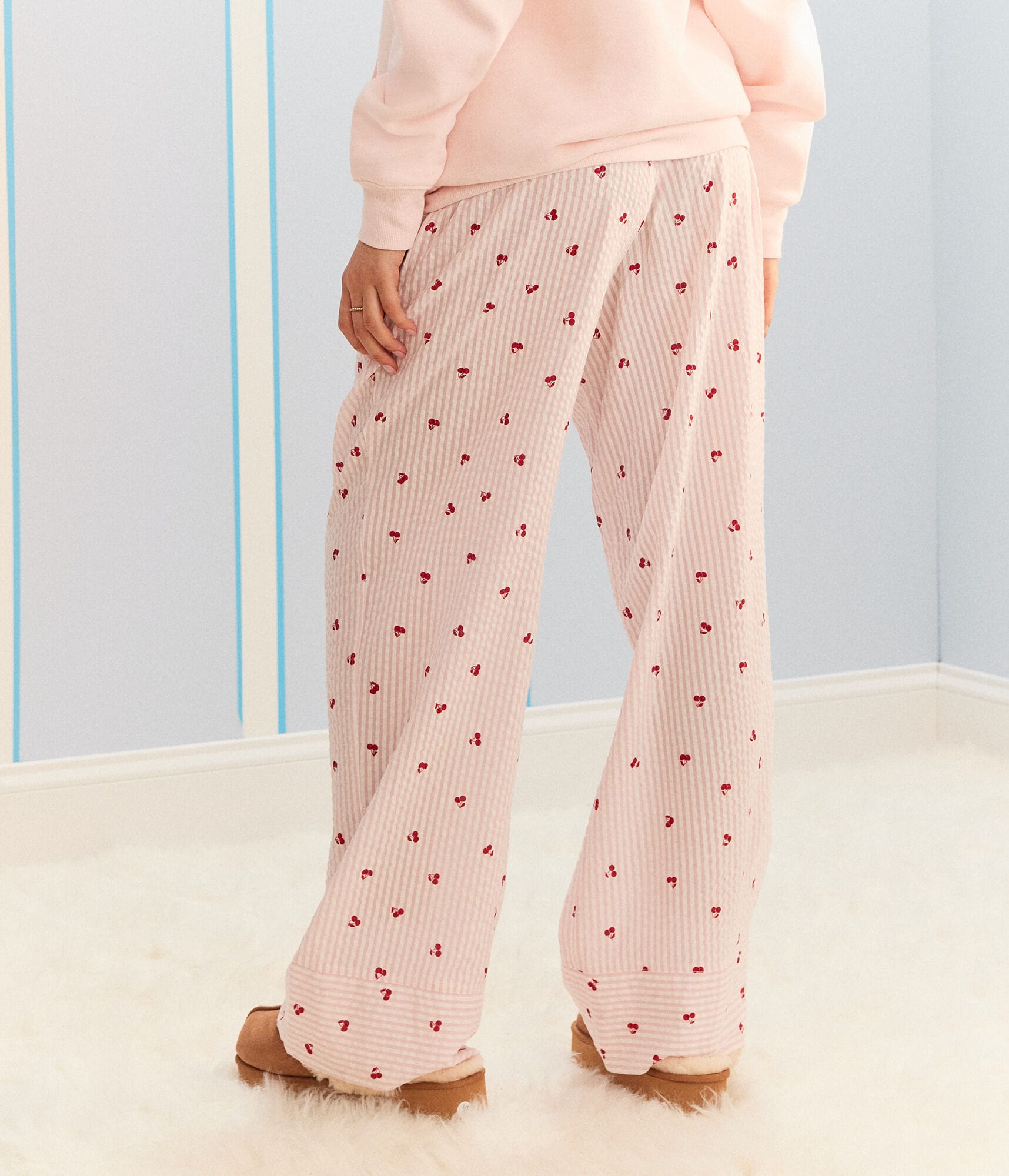 Demetra for Aero Striped Cherry Sleep Pants