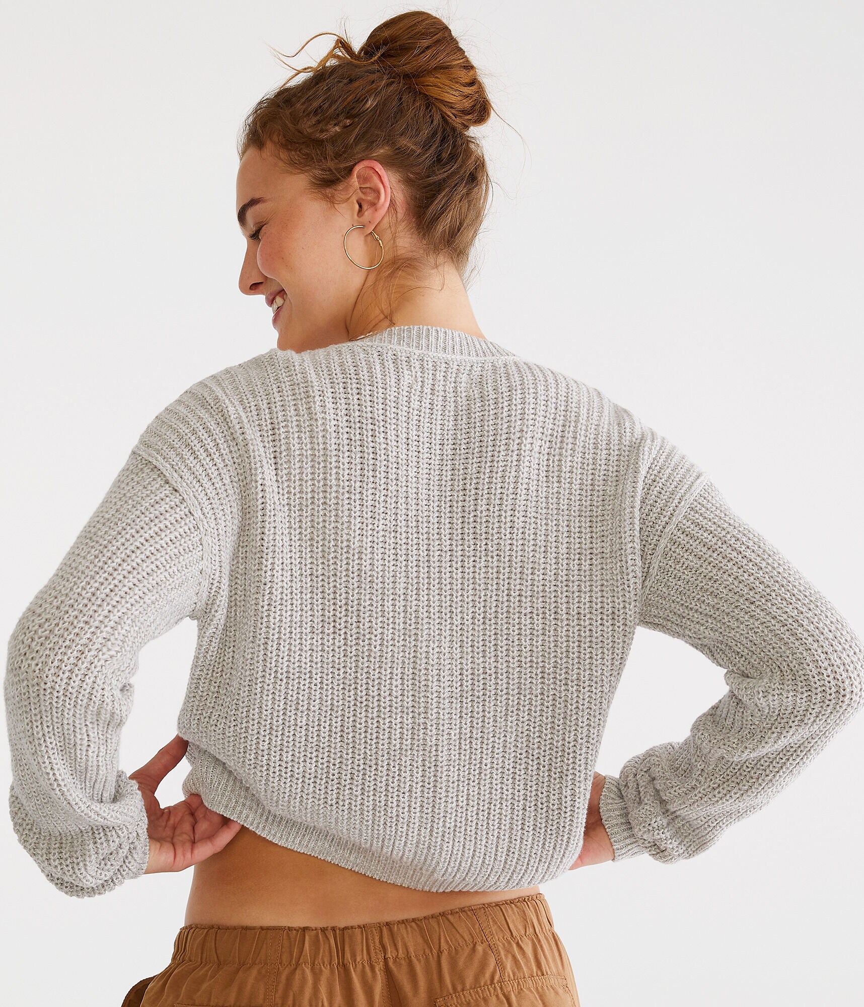 Long Sleeve Buttoned Shaker Cardigan