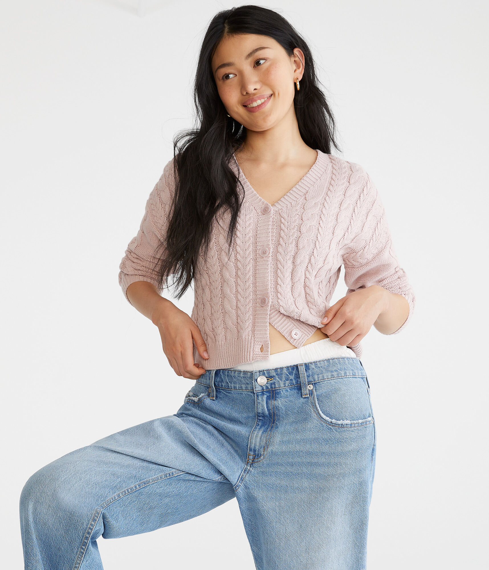 Long Sleeve Cable Knit Cardigan