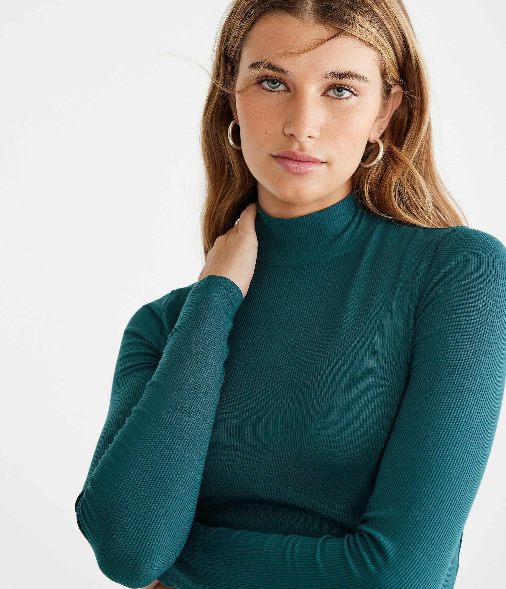 Long Sleeve Mock-Neck Cropped Top