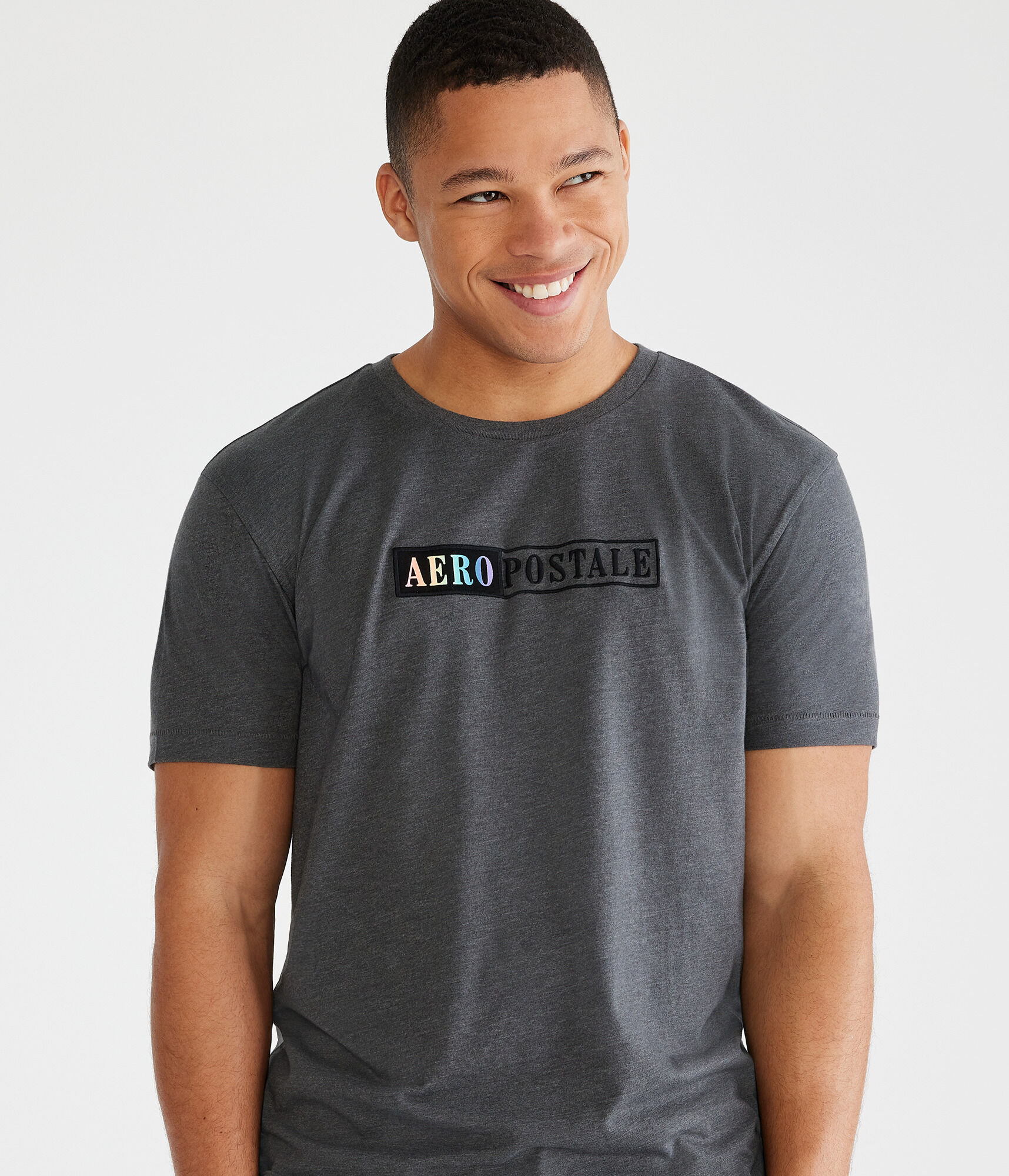 Aeropostale Rainbow Box Logo Appliqu&eacute; Graphic Tee