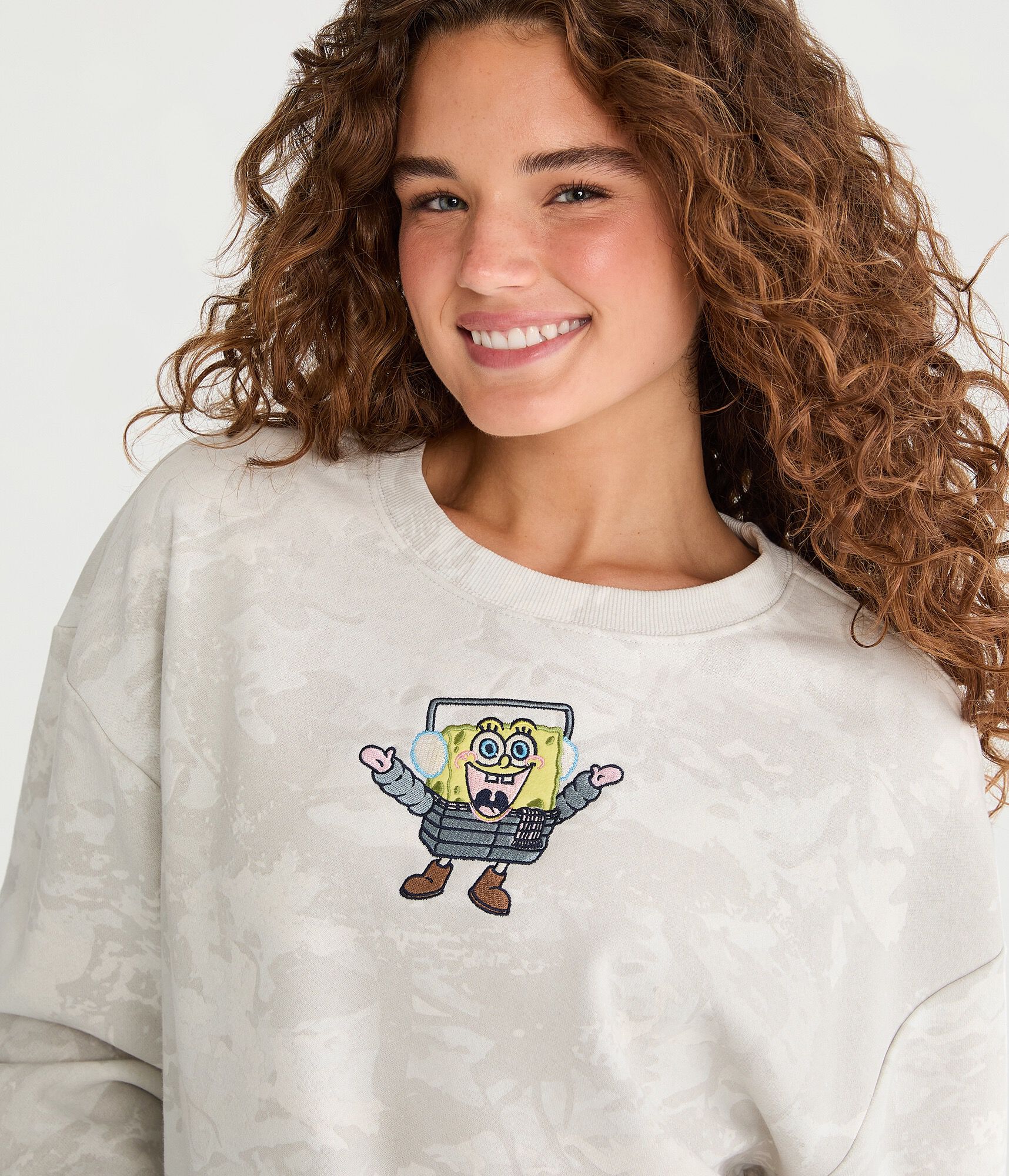 SpongeBob x Aero Forest Camo Chilly Crew Sweatshirt