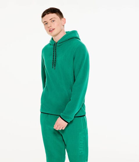 Aero NYC Box Logo Polyfleece Pullover Hoodie Aero NYC Box Logo Polyfleece Pullover Hoodie
