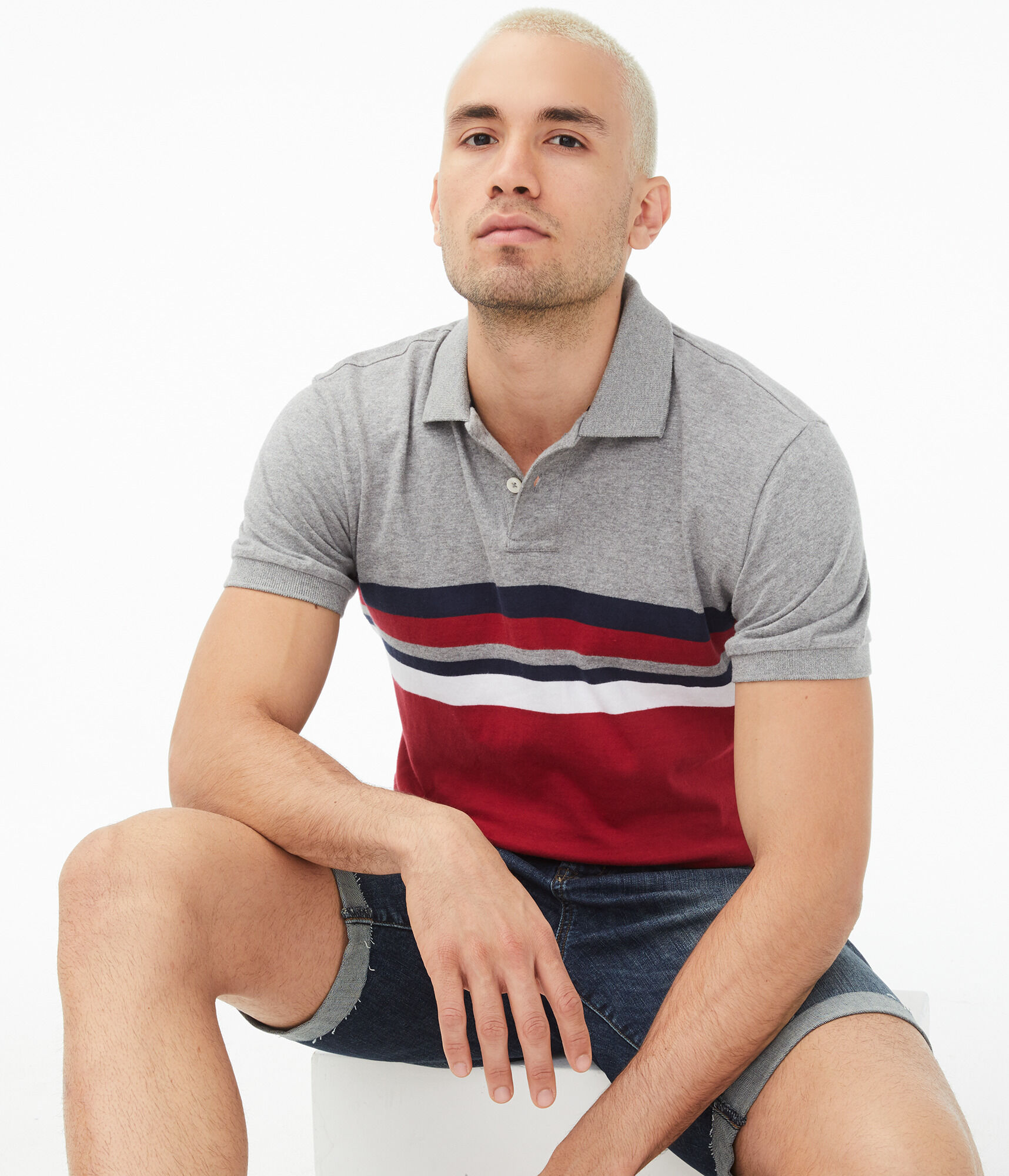 Colorblocked Stripe Jersey Polo