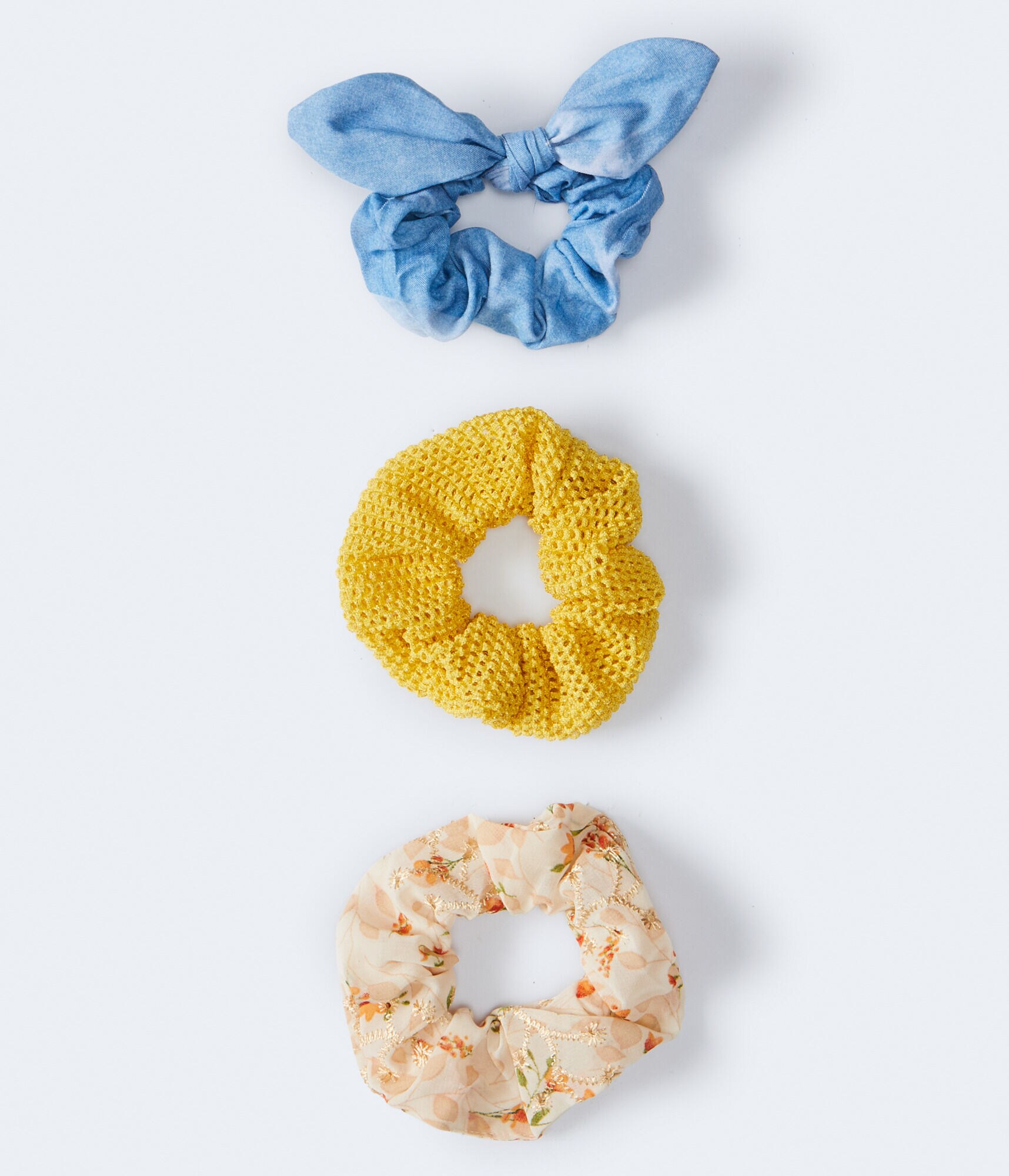 Denim Bow Scrunchie 3-Pack