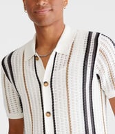 Striped Open-Knit Sweater Shirt
