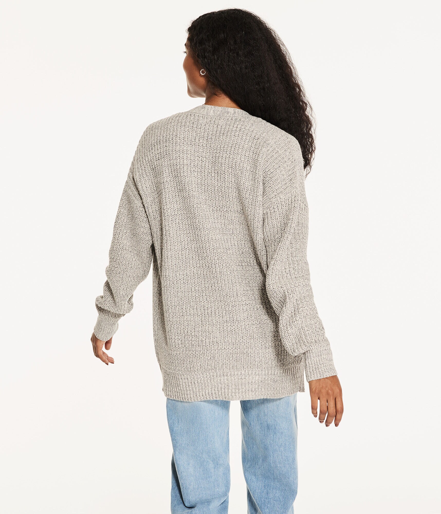 Ribbed Oversized V-Neck Cardigan