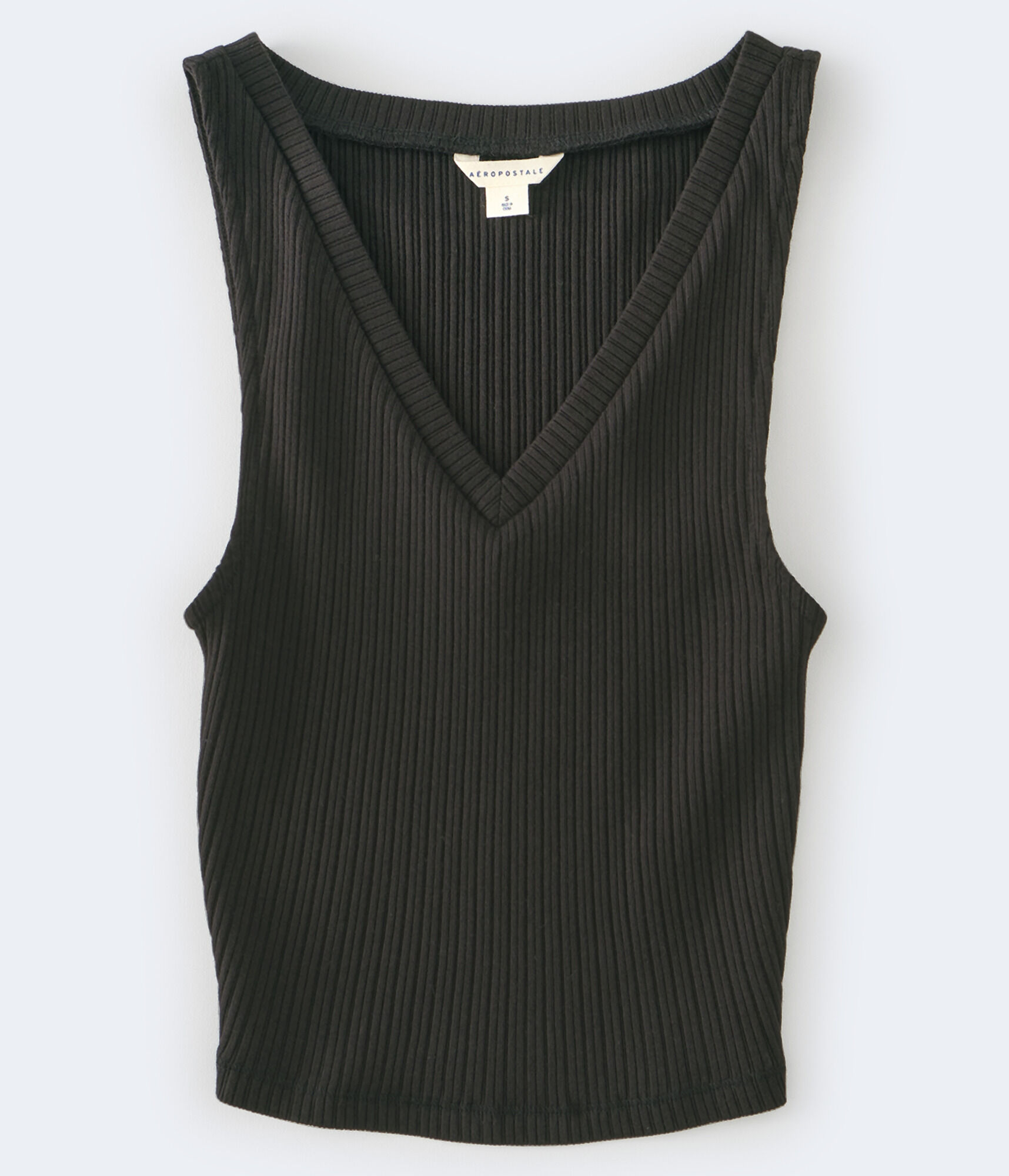 Ribbed V-Neck Cropped Tank