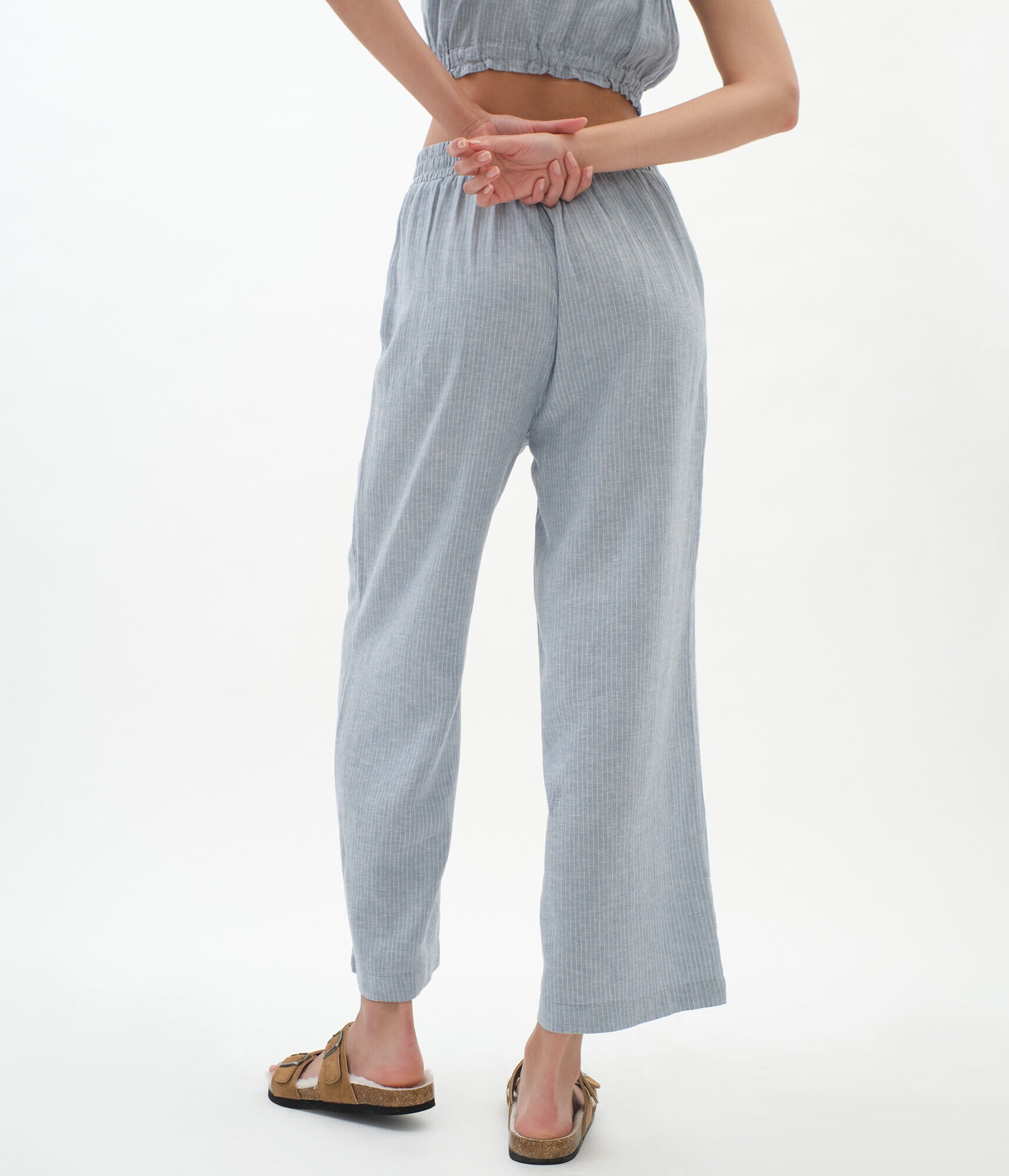 High-Rise Pinstripe Culottes***