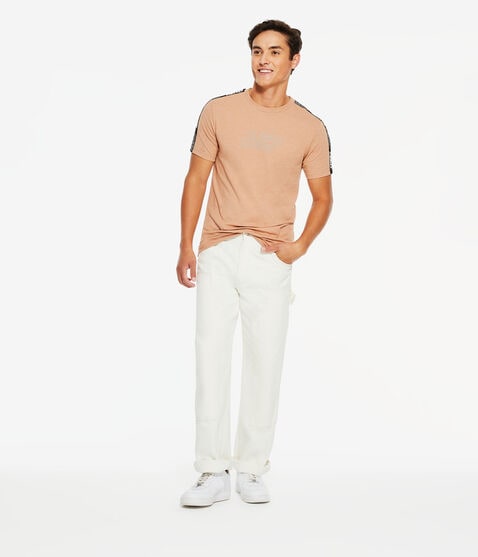 A87 Logo Sleeve Tape Stretch Graphic Tee A87 Logo Sleeve Tape Stretch Graphic Tee
