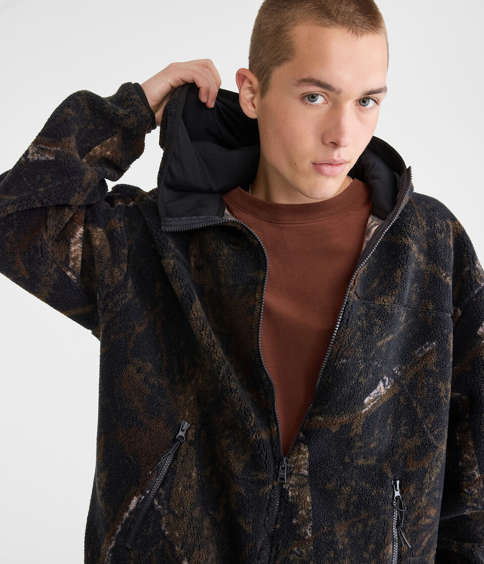 Forest Camo Sherpa Fleece Full-Zip Hoodie