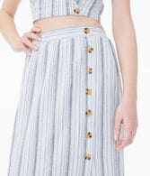 Striped Button-Front Midi Skirt