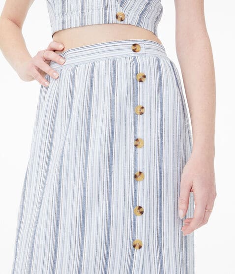 Striped Button-Front Midi Skirt Striped Button-Front Midi Skirt