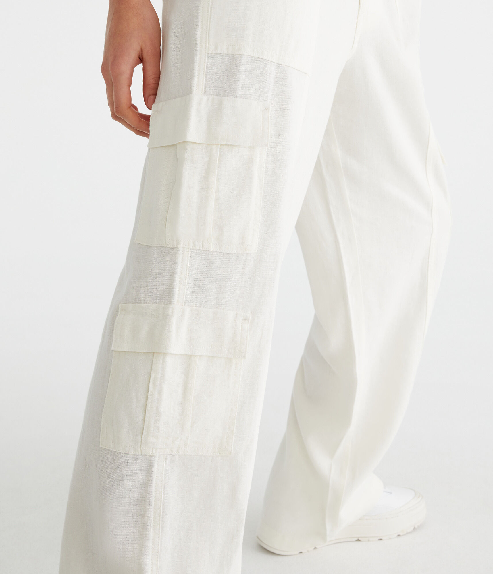 Linen Wide Leg Cargo Pants